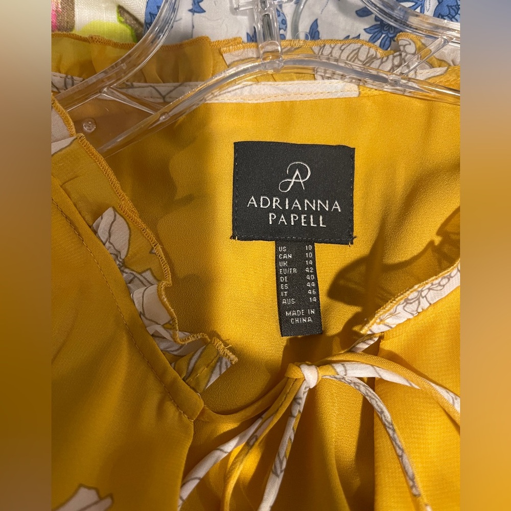Adrianna Papell Yellow and White Floral Tiered Midi Dress - Picture 4 of 7